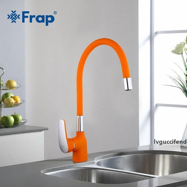 

frap new arrival orange silica gel nose any direction kitchen faucet cold and water mixer torneira cozinha crane f4453-02 t200424