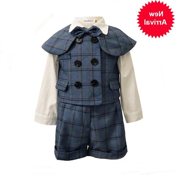

boy clothes gentleman set boys formal suits cotton bow tie short sleeve tuxedo vest+short+ shawl 3pcs kids clothing sets outfit, White