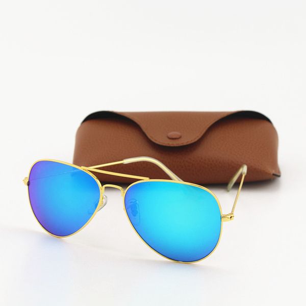 

txrppr mens womens sunglasses pilot sun glasses gold/green colorful flash 58mm glass lenses with brown box