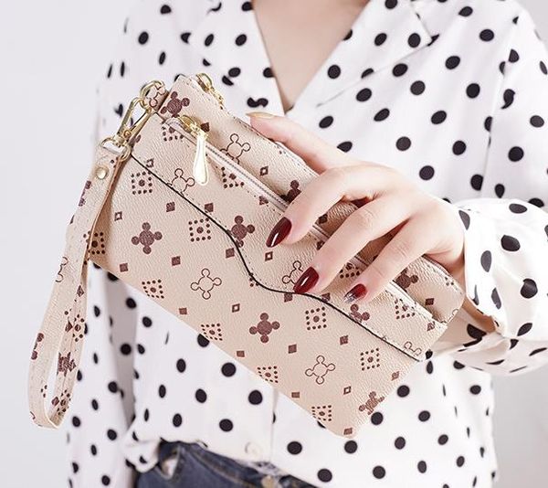 

designer bag 2020 new fashion printing female clutch pu leather coin purse hand bag ready to ship, Red;black