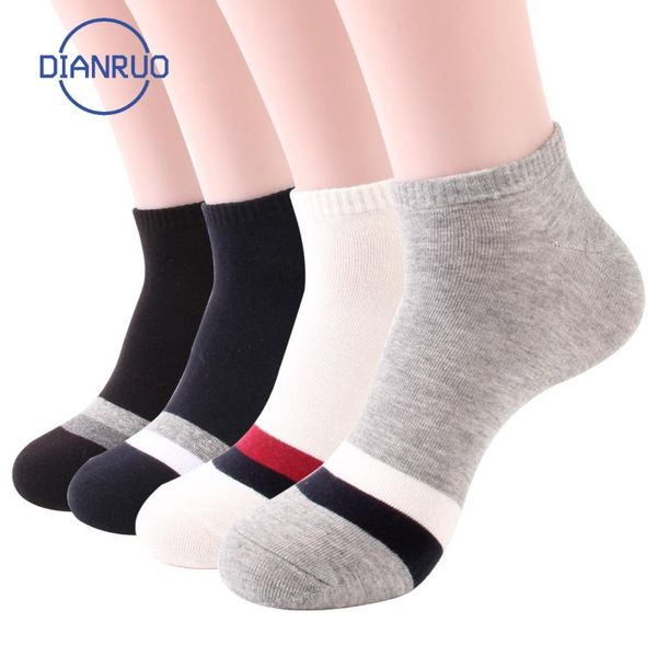 

dianruo men's socks sport invisible ankle socks solid color boat breathable white black cotton with stripe n8