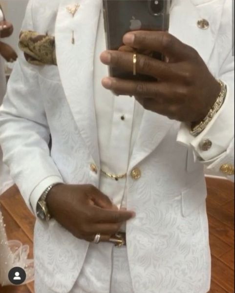 

fashion white embossing groom tuxedos peak lapel groomsmen wedding tuxedos popular men formal blazer prom jacket suit(jacket+pants+tie) 336, Black;gray