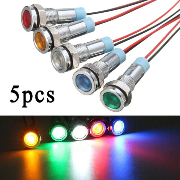 

5pcs car boat 12v 6mm led indicator light kit dash dashboard panel warning lamp car headlight decoration led indicators