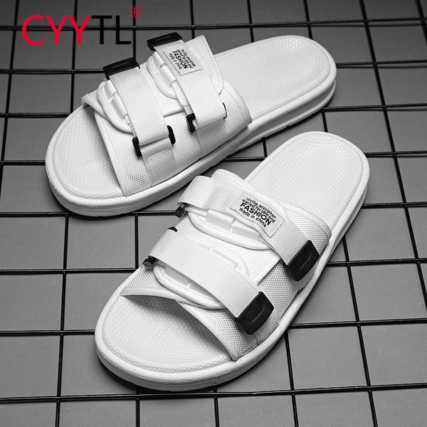 

cyytl new summer fashion men's lightweight slippers casual breathable indoor and outdoor sandals adjustable soft chanclas hombre, Black