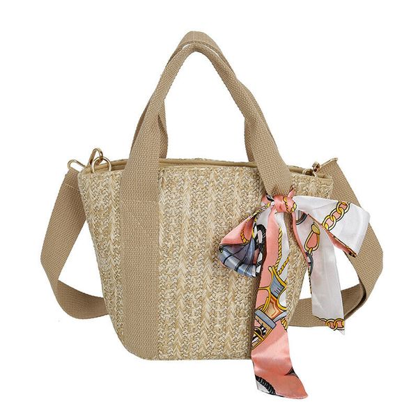 

2020 new design women straw knitted crossbody tote bag summer beach scarf small shoulder bags handbag for ladies