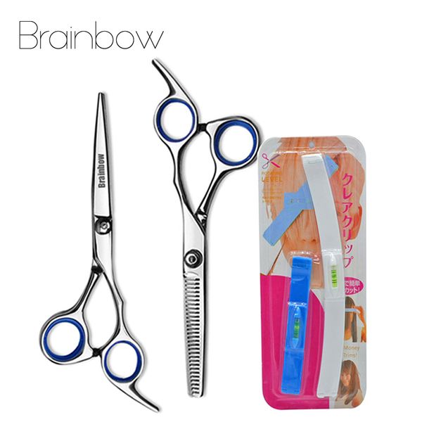 

hair scissors brainbow 6 inch cutting thinning styling tool salon hairdressing shears with bang set level ruler accessory