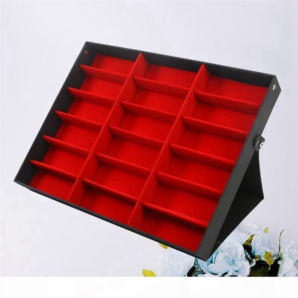

f 18 grid sunglasses storage box organizer glasses display case stand holder eyewear eyeglasses box sunglasses case red +red +black, Pink;blue