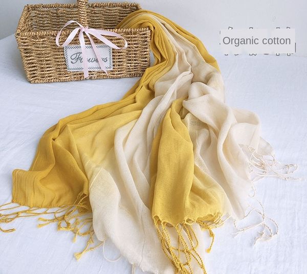

single organic cotton cotton scarf gradient color matching scarf shawl shawl summer new product, Blue;gray