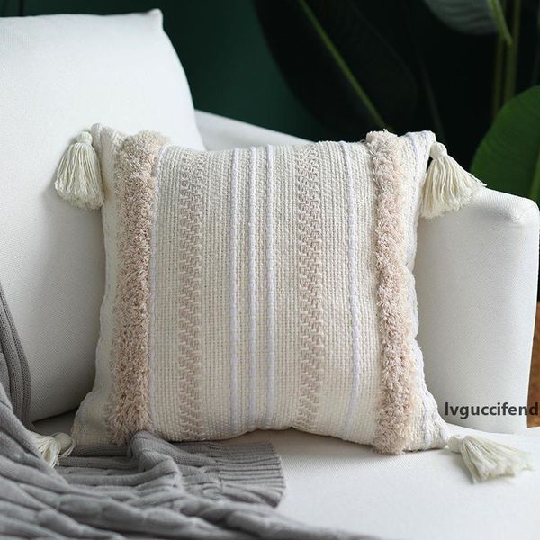 

45x45cm decorative throw pillow case sofa morocco geometric cushion cover tufted tassel pillowcase christmas pillow case