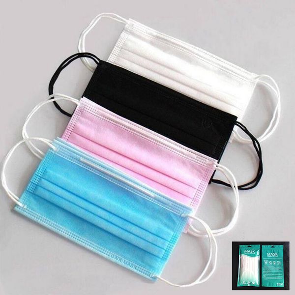 

disposable face mask designer kids colorful masks 3 layer black dustproof cover 3-ply non-woven chilidren facemask with bag