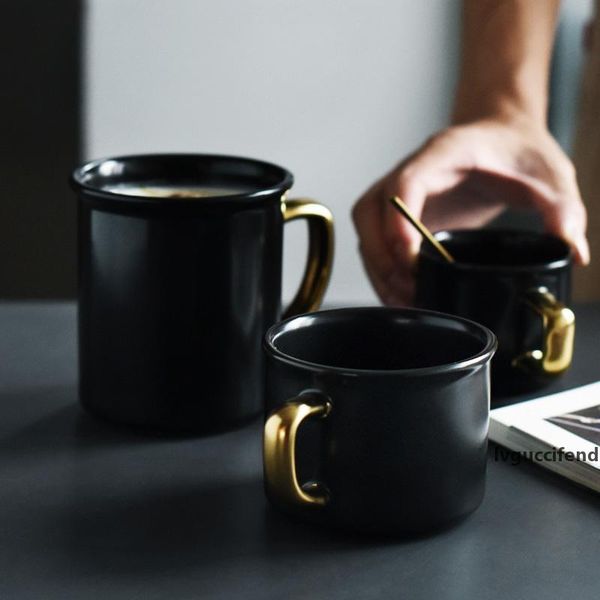 

black gold coffee mug porcelain mug for milk ceramic mug gift t200506