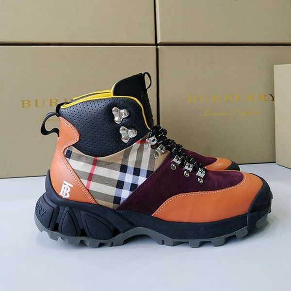 

drop ship leather vintage check cotton and suede tor boots mens shoes luxury shoes plus size lace -up casual men boots zapatos de hombre, Black