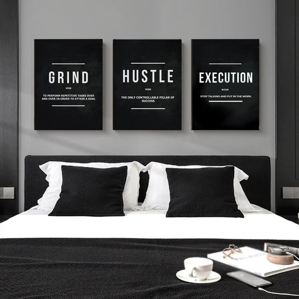 

измельчить hustle execution мотивационные цитата плакаты и печать на холсте картина wall art pictures для гостиной офисным интерьерам