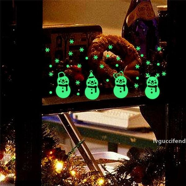 

christmas glow snowman wall stickers living room luminous stickers window home decoration accessories for kids rooms