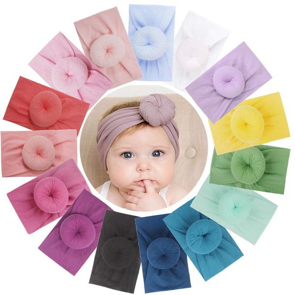 

15pcs baby headbands turban head wrap stretch bow soft wide nylon hairband for newborns infants toddlers y200710, Slivery;white