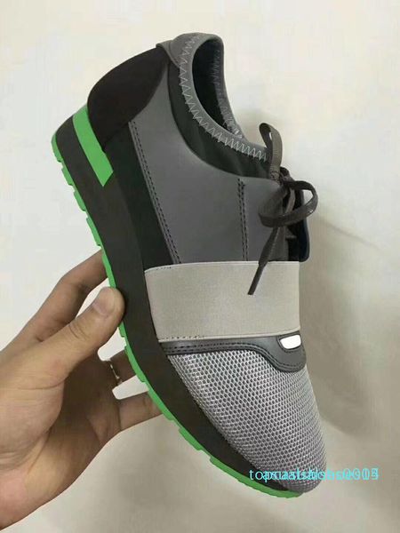 

новый черный кожевой ткани кроссовок дизайнерские высокое качество низкая лучшие ботинки женщин вскользь kanye west style race runner mesh д, Black