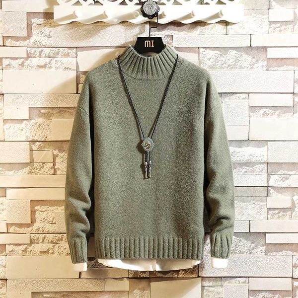 

2020 winter new men's turtleneck sweaters black brand knitted pullovers men solid color casual male sweater autumn, White;black