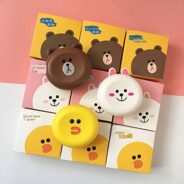 

pgjky invisible cartoon cute three brothers brown case glasses case nursing glasses bear connie rabbit sally chicken contact box nursing box, Blue