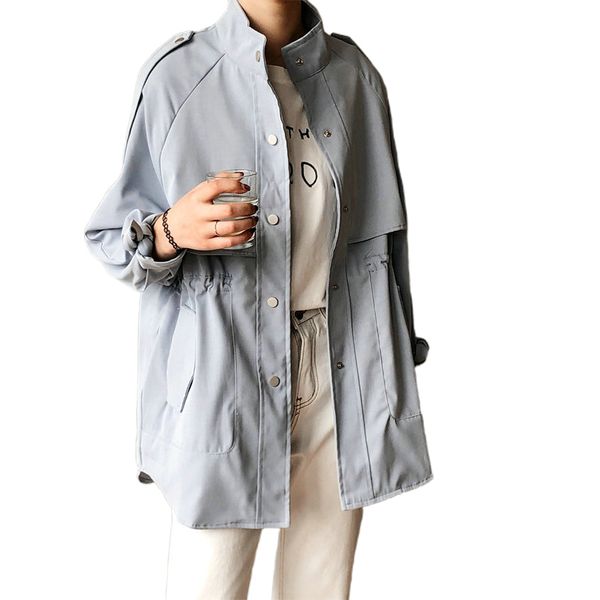 

women's blouses & shirts tangada women oversized blue trench coat 2021 fashion elegant long sleeve ladies loose asf30, White