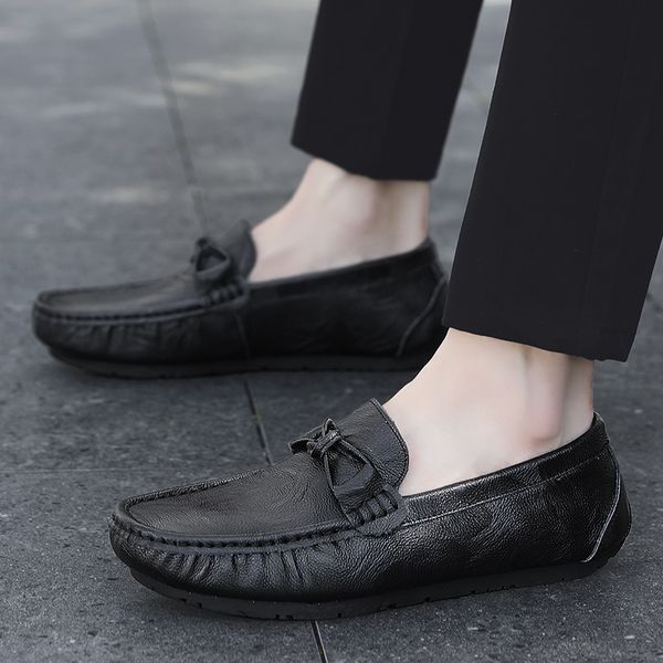 

2020 summer new style man loafers shoes fashion peas business shoes men sneakers flat man walking footwear men's casual, Black