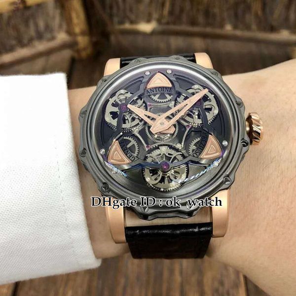 

новый стиль 45мм maxlab навигатор автомат мужские часы стальной корпус skeleton циферблат черный кожаный ремешок лучшие качества мужские спо, Slivery;brown