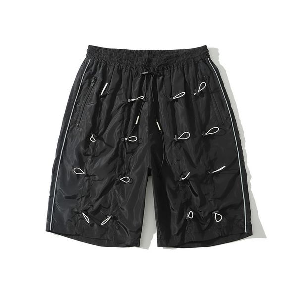 

adjustable string shorts men elastic waist straight men's shorts yellow/ black