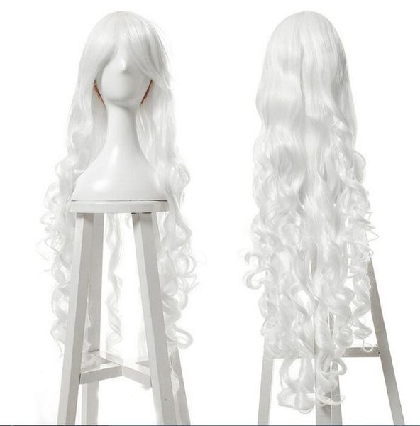 

new wig cosplay long curly white with bang women's wig, Black