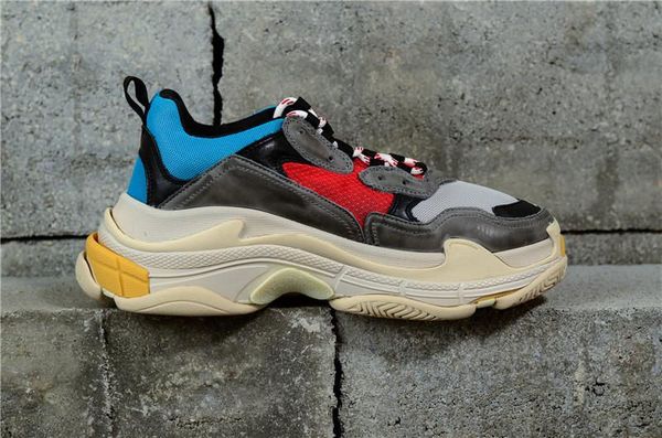 

2020 multi luxury triple s designer low old dad sneaker combination soles boots mens womens fashion casual shoes high size 36-45, Black