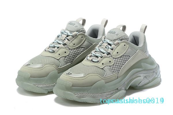 

2019 new luxury paris triple s 3.0 crystal bottoms vintage height platform sneakers fashion mens women red golden grey designer casual c14, Black