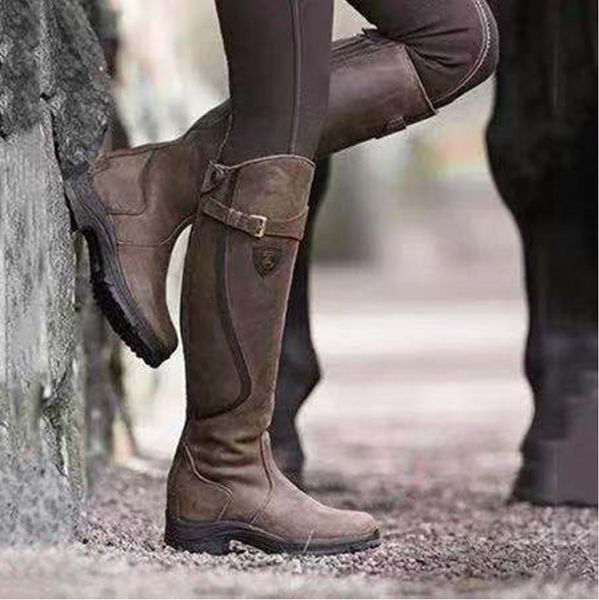 

2020 fashion women boots winter over the knee heels quality suede long comfort square botines mujer thigh high boot botas mujer, Black