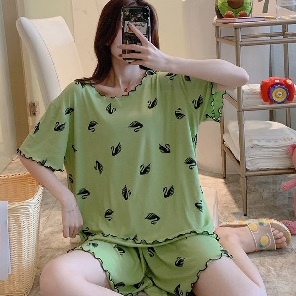 

fcqnp новый корейский пижамы стиль женские хлопок осень тонкие с коротким рукавом из двух частей шорты и шорты пижамы shortssuit мило сладки, Blue;red