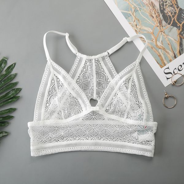 

woman bra underwear female fashion slim patchwork lace transparent hollow out unlined thin fabric s  l xl xxl bra 2 colors, Red;black