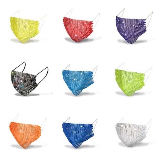 

bling rhinestone women safety faceshield transparent full face mask er protective film anti-fog pet face shield party mask head dhf11#733
