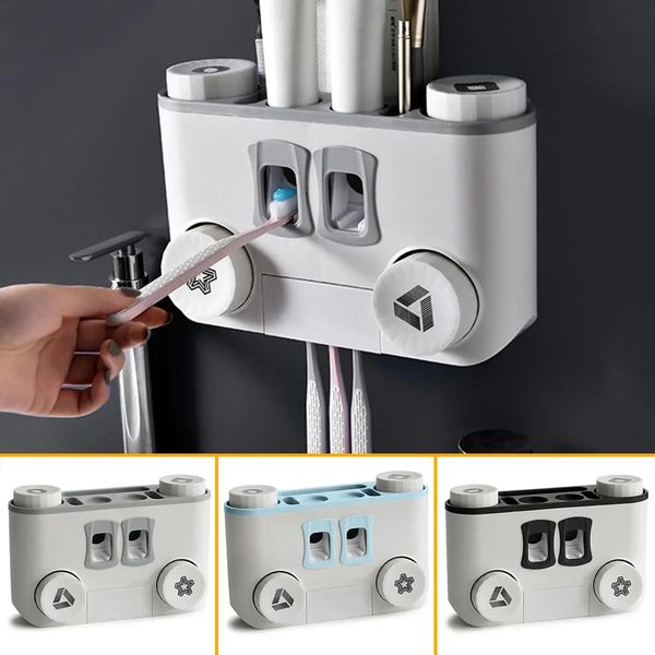 

toothbrush holder no drill wall mount storage shelf rack bathroom toothpaste dispenser