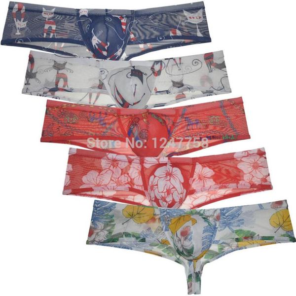

underpants men transparent underwear tan sheer mini boxers cheeky boxer colorful printed bikini brazilain cut skimpy shorts, Black;white