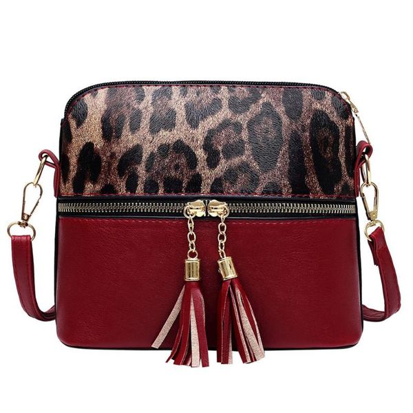 

pu leather handbags big shoulder bag fashion women tassel leopard printing zipper crossbody bags for women messenger bags nov 05