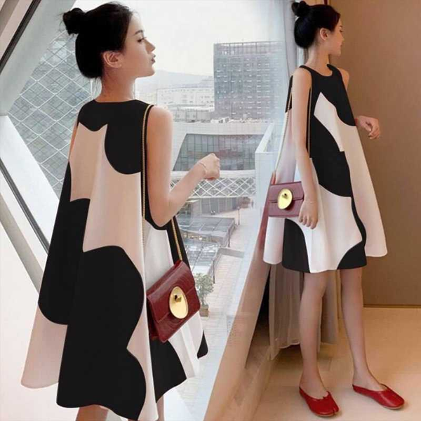 

new style large size pregnant women's dresses summer loose vest dress, White