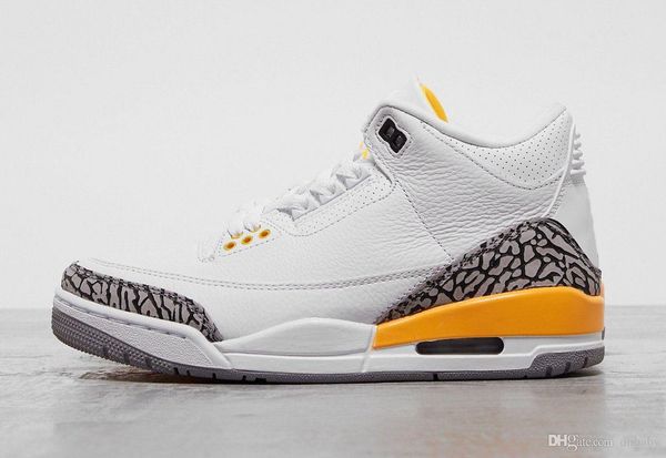 

high air authentic 3 wmns laser orange basketball shoes retro white leather upper cement grey 3s jumpman men sports sneakers with box