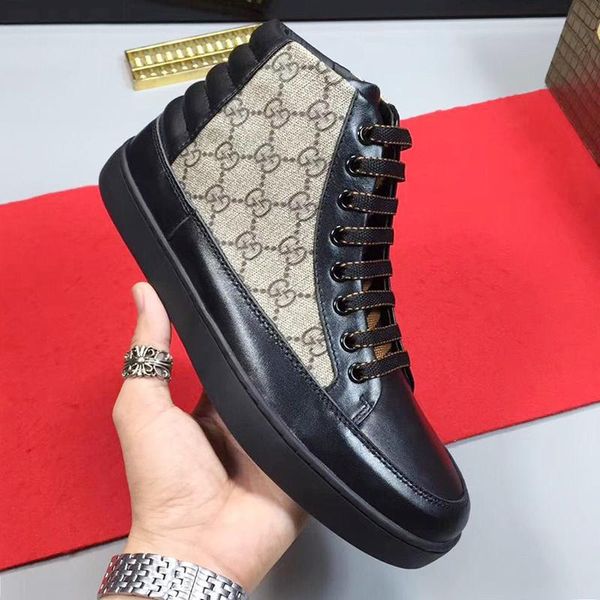 

mens high sneaker fashion mens shoes outdoor walking footwears lace -up plus size casual sports men shoes with origin box, Black