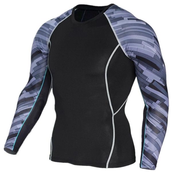 

running jerseys men quick drying t shirt long sleeve fitness for male bodybuilding compression shirts men's gym suit, Black;blue