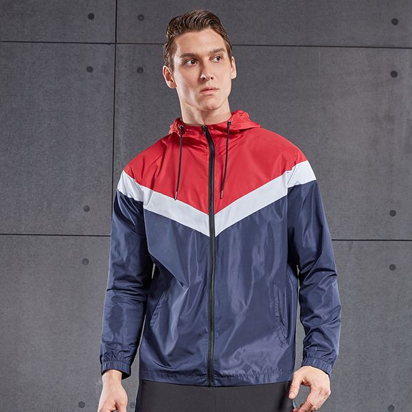 

running jacket men sports coat fitness vansydical long sleeve hooded zipper hiking sweatshirts male gym hoodiestraining jackets, Black;red