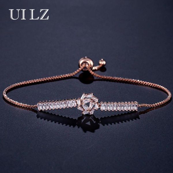 

uilz new fashion round trapezoidal shiny stone design shiny cubic zirconia adjustable bracelet set ladies party ub2097, Black