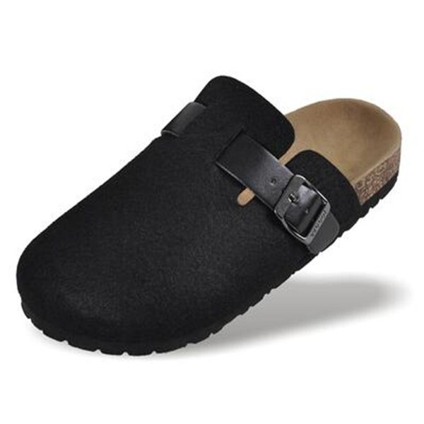 

slippers 2021 men shoes cork casual sandals flats slides male closed toe buckle black red plus size 44