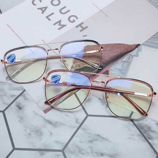 

ins net red double beam myopia tr90 eyebrow glasses frame anti-blue light plain myopia glasses frame for men and women, Silver