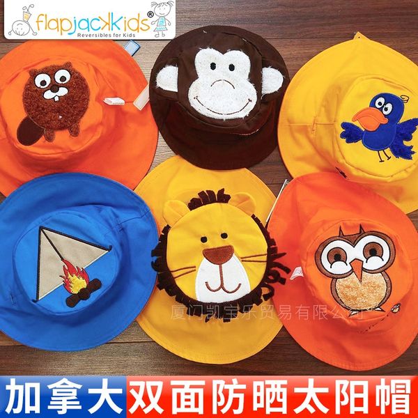

canada flapjackkids shade double-sided baby fisherman sun sun hat baby sunscreen fisherman hat maternal and infant products, Blue;gray