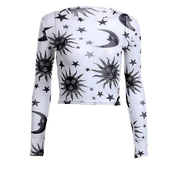 

женщины с длинным рукавом sheer сетки рубашка top lady girls see through animal print блуза tee блузка swim cover up, White