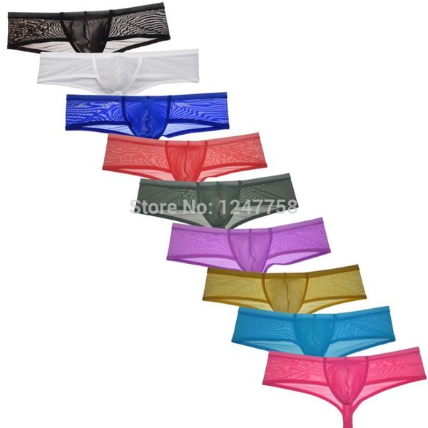 

men's gauze boxers super soft cheeky gay underwear see-through brazilian bikini mini boxers men pants bikini, Black;white