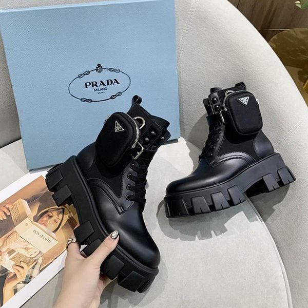 

2020 luxury designer womens breathable short boots,womens leather thick sole fashion boots roman boots with zipper pouch size 35-40 0067, Black