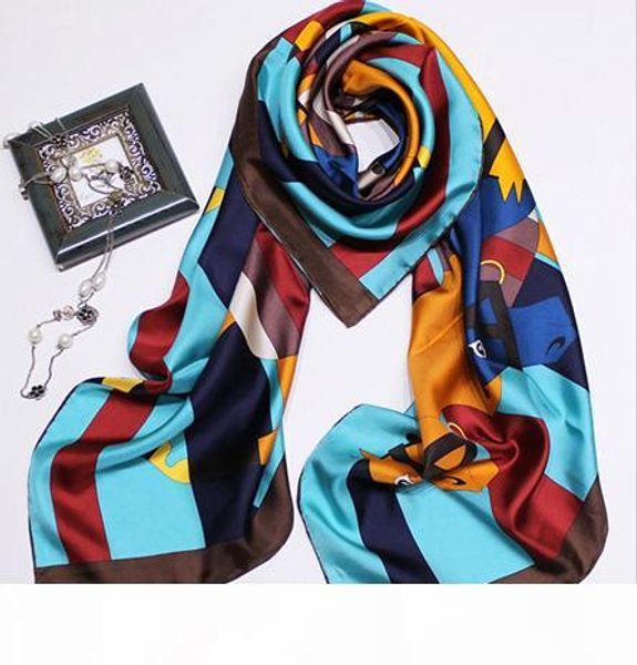 

2019 elegent women large square silk scarf printed,133*133cm fashion spring and autumn real silk scarf shawl horse scarves lady's muffl, Blue;gray