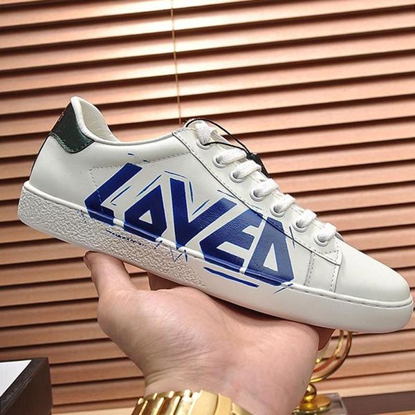 

men 's ace sneaker with loved print mens shoes fashion design leather type comfortable shoes lace -up low casual men shoes manner, Black